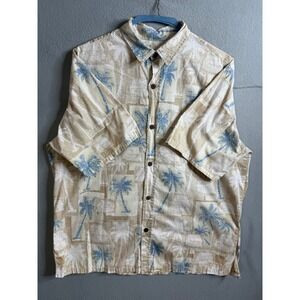 Bishop St. Apparel Button‎ Up Men's Extra Large Hawaiian Camp Palm Tree Print